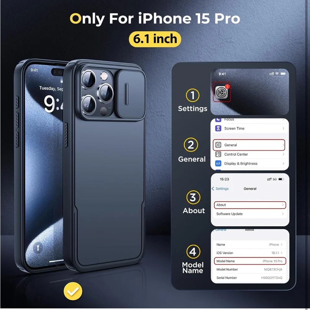 Humixx for iPhone 15 Pro Case Magnetic with Camera Cover